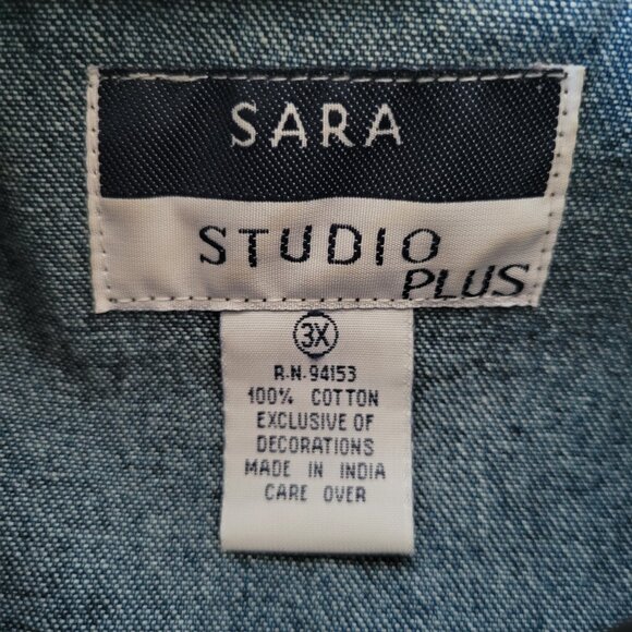 Vintage Sara Studios Women’s Plus 3x 100% Cotton Blue Denim Embroidered 90s - Picture 5 of 7